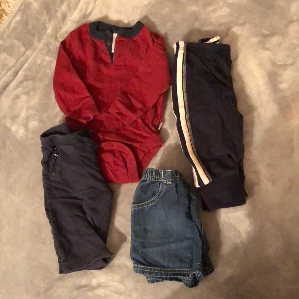 2 Pants; 1 Shorts; 1 Long Sleeve Onesie - 3-6 months
